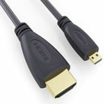 2m Micro HDMI to Standard HDMI Cable,1080p 3D 4K Black