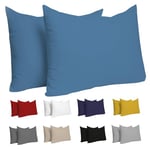 Dreamzie Taie Oreiller 40x60 cm (Lot de 2) 100% Coton Jersey 150 GSM - Bleu - Taie d'oreiller 40 x 60 cm- Housse de Coussin Résistant et Hypoallergénique pour Oreiller