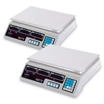 SOGA 2X 40kg Digital Commercial Kitchen Scales Shop Electronic Weight Scale Food White - kitchen scales - Scale40kgWHTX2