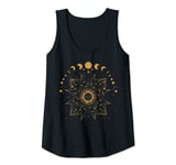 Womens Crescent Moon Phases with Celestial Sun and Moon Tank Top