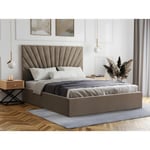 Lit coffre 160 x 200 cm - Velours - Taupe + Matelas - RILIODA de Pascal Morabito