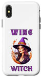 Coque pour iPhone X/XS Sorcière du vin d'Halloween buvant sa potion