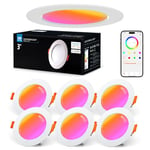 VARICART Spot LED Encastrable Dimmable Alexa, 7W RGB Smart Bluetooth Spot Encastrable LED Multicouleurs Blanc Neutre 5000K 660LM, Des Spot LED Extra Plat Pour de Nombreuses Scènes, Contrôle APP, 6Pcs