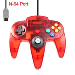 Rouge Transparent Manche De Jeu N64 Avect Câble Long, Joystick Pour Jeux Vidéo Classiques Sur Console Nintendo 64, Compatible Avec Ns Switch, Nouveauté