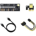 5 PièCes Riser 016 USB3.0 PCIE Riser PCI Express X16 Adaptateur D'Extension 016 GPU Riser Carte SATA 15Pin à 6Pin Tension D'Alimentation