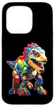 Coque pour iPhone 15 Pro Jeu de briques T-Rex pour les amateurs de dinosaures