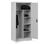 Domator Armoire de Bureau C34 Métallique Armoire à Dossiers Armoire à Outils Revêtement par Poudre Métal Verrouillable 185 cm x 90 cm x 45 cm (Gris)