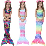 Fairy Kids Girls Mermaid Tail Swimming Bikini Tankini Set Swimwear Fancy Costume