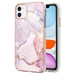 IMEIKONST Coque Compatible avec iPhone 11 Étui, Imprimé Brillants Motif de Marbre Très Mince Souple Silicone Airbag Antichoc TPU Bumper Housse pour iPhone 11. Or Rose YBM1