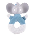 Tikiri 8578104 - Hochet Alvin en caoutchouc naturel éléphant, anneau de préhension pour bébés et enfants à partir de 0 mois, 13 cm