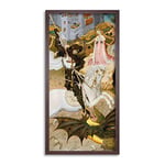 Martorell Saint George Killing Dragon Painting Horse Queen Long Framed Art Print Wall Poster 25x12 inch