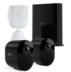 Arlo Ultra 2 Outdoor Smart Home Security Camera CCTV System and FREE Security Mount bundle, 2 Camera kit - black, With Free Trial of Arlo Secure Plan