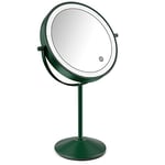 Micacorn Miroir Maquillage Lumineux LED de Vanité Agrandi 7X Rechargeable par USB Miroir de Courtoisie Miroir de Maquillage de Rotation de 360 Degrés avec Luminosité L'écran Tactile Réglable (Green)