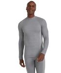 FALKE Men's Wool-Tech Trend High Neck M L/S SH Thermal Quick Dry 1 Piece Base Layer Top, Grey (Grey-Heather 3757), S