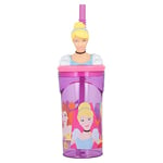 GOBELET RÉUTILISABLE POUR ENFANTS EN PLASTIQUE SANS BPA 430 ML AVEC FIGURINE 3D SUR LE COUVERCLE | DISNEY PRINCESS BRIGHT & BOLD