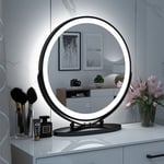 Rond Miroir à cosmétique,miroir à maquillage lumineux,pivotant 50×50cm,6500k