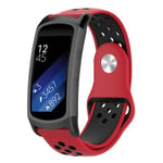 Samsung Gear Fit2 Pro kaksivärinen pehmeä silikoni kellon ranneke hihna - Punainen / Musta Monivärinen