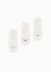 Emporio Armani Men's Eagle Logo 3-Pack Footie Socks, White/White/White (Lily), S/M (Pack of 3)