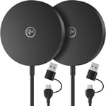 2 Pack Chargeur Sans Fil Compatible Avec Mag-Safe,Certifie Qi2 15w Chargeur A Induction Rapide Avec Un Câble De 1,5 M,Pour Iphone 15/15 Plus/15 Pro/15 Pro Max/14/13/12,Airpods 3/2/Pro