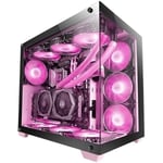 Mars Gaming MCV4 Rose, Tour Gaming Custom XXL E-ATX, Fenêtre Verre Trempé Avant et Latérale Sans Cadre, Structure Modulaire à