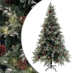 Sapin de No�l pr�-�clair� pommes de pin vert blanc 195cm PVC PE