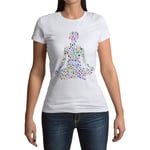 T-Shirt Femme Col Rond Meditation Posture De Yoga Multicolor Bien Etre