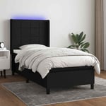 Sommier � lattes de lit matelas LED Noir 90x190 cm Tissu