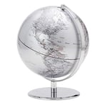 Torre & Tagus Globe de bureau mondial de 24,1 cm avec base en métal chromé pour maison, bureau, salle de classe, salon, cheminée, centre de table, blanc argenté, 24,1 cm