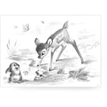 Disney - Toile imprimée Bambi et Panpan 70 x 50cm Noir, Blanc