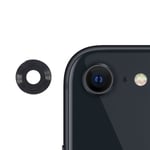 iPhone SE (2022) / SE 2020 metall + kameralinsskydd av härdat glas - Svart Transparent