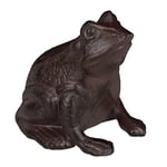 Relaxdays Figurine de Jardin Grenouille, Assise, en Fonte, Apparence Antique, étanche, Figurine de Grenouille, Marron