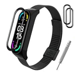 BANGTING Bracelet de Remplacement en Métal Compatible avec Xiaomi Mi Band 3/4 / 5/6, Bandes pour Xiaomi Mi Band 6 Bracelet Bracelets Accessoires pour Mi Fit 5 Sangles (Noir)