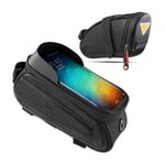 Zhao Li Bicycle Bags Under Seat+top Tube Bag Set,Waterproof Bike Saddle Bag/Phone Mount Sun Visor/Touch Screen,for Cellphone Below 7.0 Inch (Color : A+b)