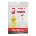 Morphy Richards 979003 42-50L Lemon Scented Heavy Duty Drawstring Bin Liners, 20 Pack, White