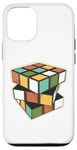 Coque pour iPhone 12/12 Pro Puzzle rétro en forme de cube - Couleurs vives et géométriques