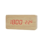 Réveil Horloge Numérique LED Effet Bois Son Alarme Température Date 04903