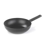 NOI Black Code de Q.b. by MoPITA, Wok Antiadhésif ø 28 cm, poêle à induction et pour tous les plans de cuisson, poêle en aluminium forgé, poignée Soft Touch antidérapante, couleur noir mat