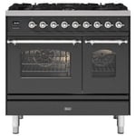 Ilve PD096NE3MG 90cm Milano Dual Fuel Twin Oven Range Cooker In Matt Graphite