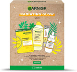 Garnier's Radiating Glow Gift Set for Face, with Vitamin C Serum, Face Mask, Mi