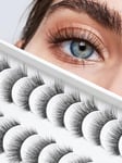 False Eyelashes Cat Eye Lashes 15MM Strip Lashes Fluffy Lashes Thin Band Wispy Eyelashes Siligli Volume Lashes Natural Fake Eyelashes 3D Curly Lashes Pack 10 Pair