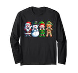 Funny Santa Snowman Elf Harmonica Christmas Womens Mens Kids Long Sleeve T-Shirt