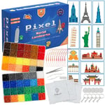 La Manuli Kit Perles à Repasser Mini 2,6mm - 24 000 Pièces Fusible Perles Bricolage avec Plaques, Accessoires et Motifs Symboles du Monde - Cadeau DIY pour Enfants, Anniversaire, Noël