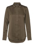 Lauren Ralph Lauren Classic Fit Satin Charmeuse Shirt Grön