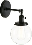 Reglable Applique Verre Boule Abat-Jour Lampe Retro Industrial Applique Murale Retro Eclairage Noir