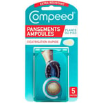 Compeed Underfoot Blister Plasters, 5 Hydrocolloid Plasters, Foot Treatment, Heal fast, Thicker Cushioning Zone, Dimensions: 4.0 cm x 6.6 cm