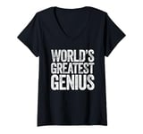 Womens World's Greatest Genius V-Neck T-Shirt