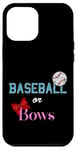 Coque pour iPhone 12 Pro Max Baseball or Bows Le sexe révèle l'annonce d'un bébé de grossesse