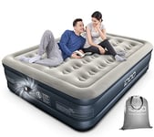 iDOO King Air Bed, Inflatable Mattress with Built-in Electric Pump, Double Queen Size 3 Mins Quick Self-Inflation/Deflation Blow Up Bed, Guest Air Mattress for Home Camping Travel 203x152x46cm