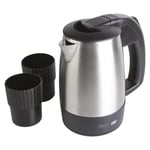 Wahl Travel Jug Kettle Small With 2 Cups Stainless Steel Hot Water 1000W 500ml