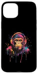 Coque pour iPhone 15 Plus Gorilla Lovers Pop Art portant des écouteurs amusants Gorilla